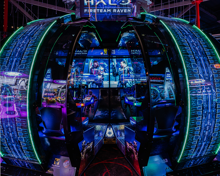 Photo of 4-person Halo video game. 