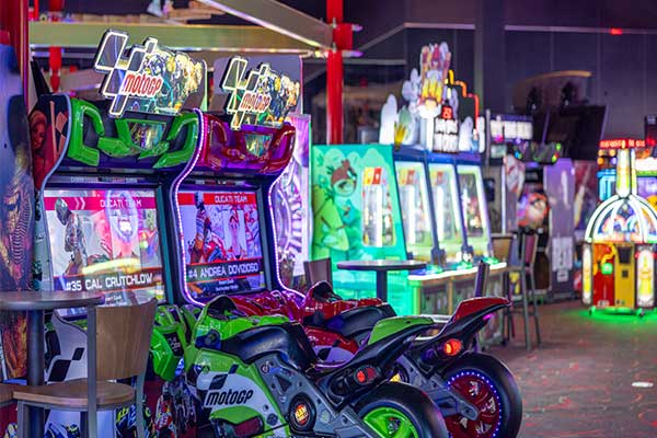 Game Room Photo Highlighting Motorcycles